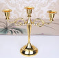 3-Arm Metal Candelabra 10.8 in (27 cm) Retro Candlestick Holder Silver Gold Black Bronze for Wedding & Home Decor