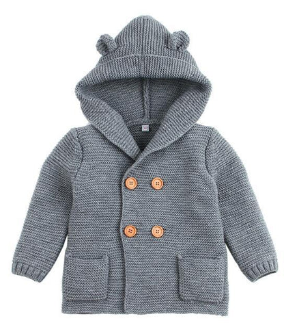 Winter Hooded Knitted Long Sleeve  Sweaters For Newborn Babies