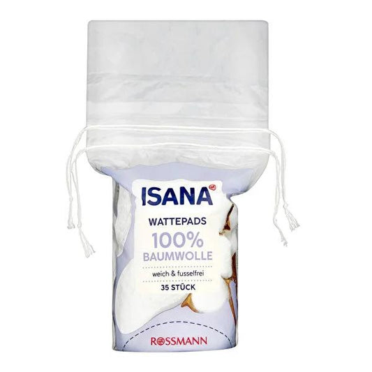 Isana Cotton Pads for Daily Skincare and Makeup Removal - 35 Count, Hypoallergenic & Gentle
