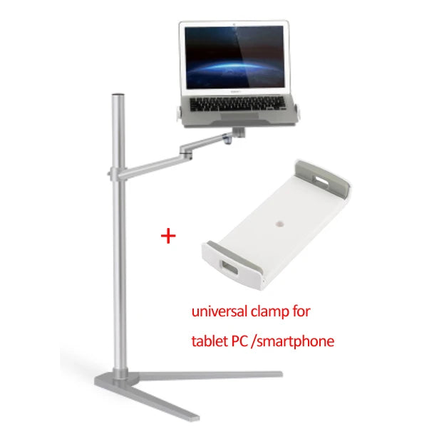 UP-8A Multifunction 3in1 Computer Floor Stand for Laptop/Tablet PC/Smartphone Holder Height/Angle Adjustable with Mouse Tray