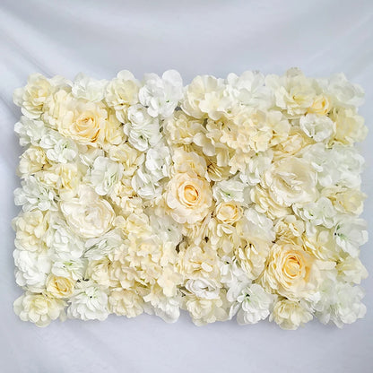 MEIHON Silk Rose Flower Wall Panel - 60x40cm Artificial Backdrop, Connectable, 34 Color Options for Wedding, Home & Events