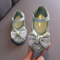 Girls Rhinestone Bow Princess Leather Party Dance Flats — Kids School Performance Shoes