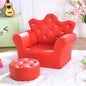 Kids Crown Armchair & Footstool - Korean Style Children's Sofa, Solid Wood Frame, 58 x 40.5 x 48 cm (22.8 x 15.9 x 18.9 in)