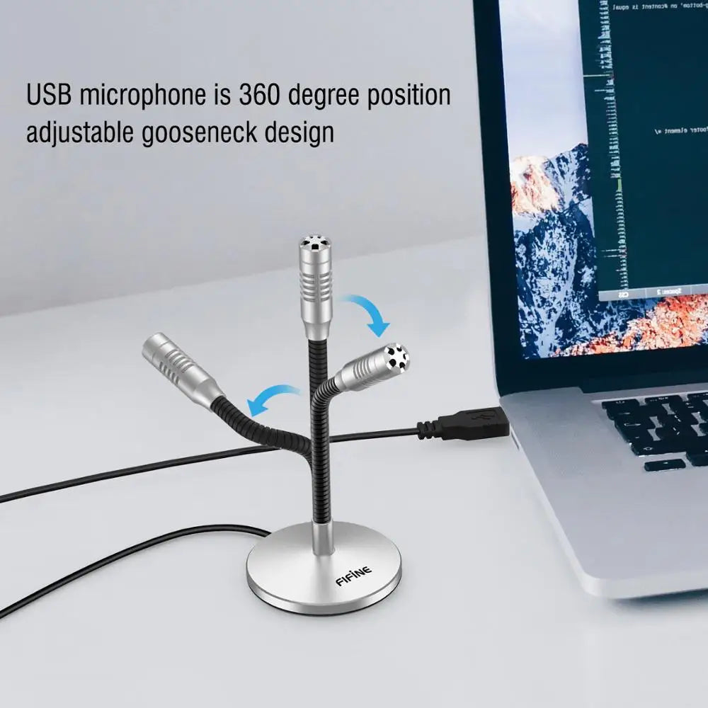 FIFINE K050S Mini Gooseneck USB Microphone – Plug & Play for PC, Mac, Gaming, Streaming & Video Conferencing