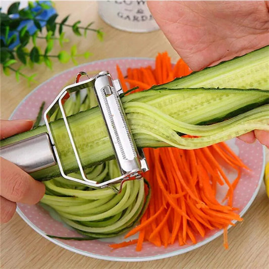 Stainless Steel Julienne Peeler & Vegetable Slicer - Potato Cucumber Carrot Grater Kitchen Tool