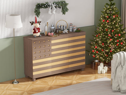 55" Hand-Carved Buffet Sideboard Cabinet | 2 Drawers & 3 Doors | Coffee Bar Console