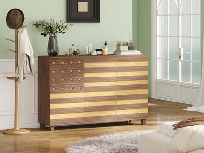 55" Hand-Carved Buffet Sideboard Cabinet | 2 Drawers & 3 Doors | Coffee Bar Console