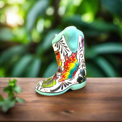 Small Hand-Painted Talavera Mexican Boot Flower Pot | Talavera Planter