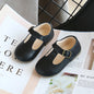 Spring and Autumn Kids T-Strap PU Leather Mary Jane Shoes Non-Slip Buckle Flats for Toddlers Girls and Boys