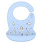 Silicone Baby Bib Waterproof Adjustable Cartoon Banana Feeding Bib with Pocket BPA-Free for 1-3 Years