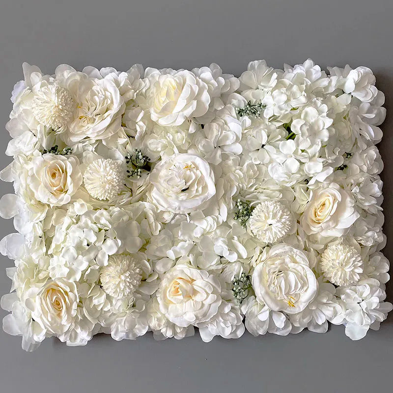MEIHON Silk Rose Flower Wall Panel - 60x40cm Artificial Backdrop, Connectable, 34 Color Options for Wedding, Home & Events
