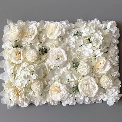 MEIHON Silk Rose Flower Wall Panel - 60x40cm Artificial Backdrop, Connectable, 34 Color Options for Wedding, Home & Events