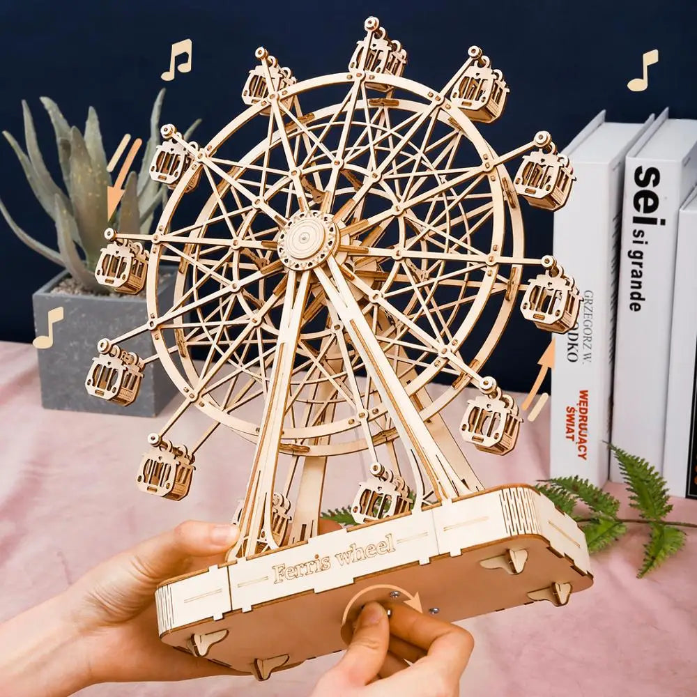 Robotime Rolife 232-Piece Ferris Wheel Music Box Model