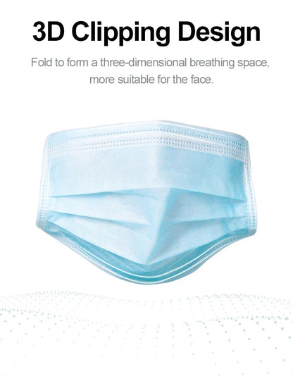 3-Layer Disposable Mouth Mask – Anti-Dust Face Mask with Ear Loops