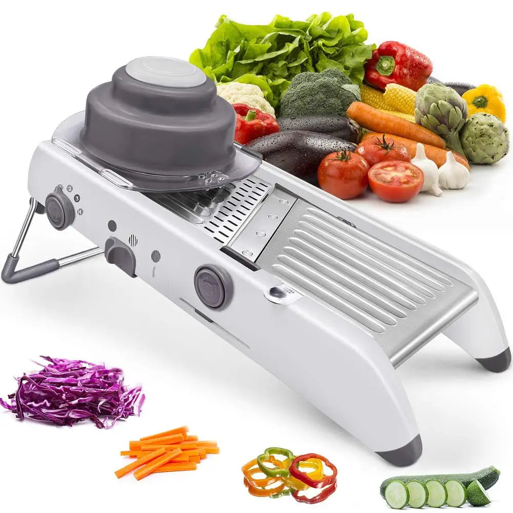 18-in-1 Adjustable Mandoline Slicer - Stainless Steel Vegetable Julienne Grater & Potato Cutter