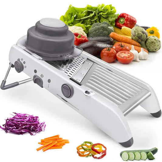 18-in-1 Adjustable Mandoline Slicer - Stainless Steel Vegetable Julienne Grater & Potato Cutter