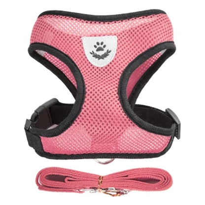Adjustable Mesh Cat & Small Dog Harness Vest with 1.2m Leash S-XL Breathable Polyester Reflective