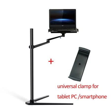 UP-8A Multifunction 3in1 Computer Floor Stand for Laptop/Tablet PC/Smartphone Holder Height/Angle Adjustable with Mouse Tray
