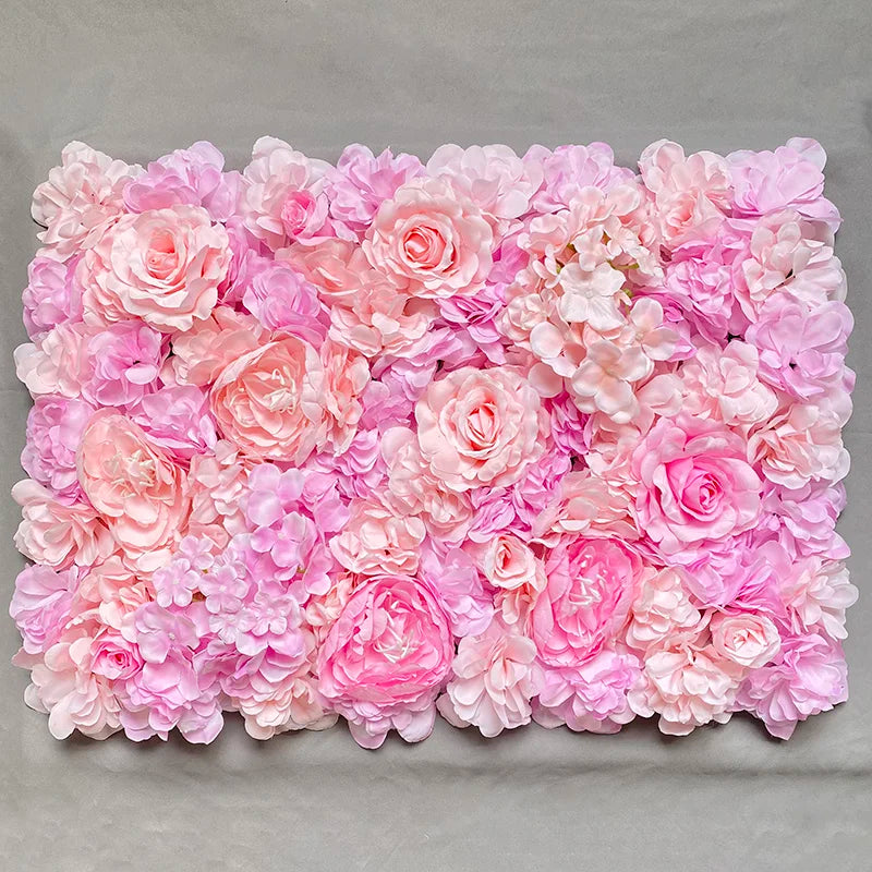 MEIHON Silk Rose Flower Wall Panel - 60x40cm Artificial Backdrop, Connectable, 34 Color Options for Wedding, Home & Events