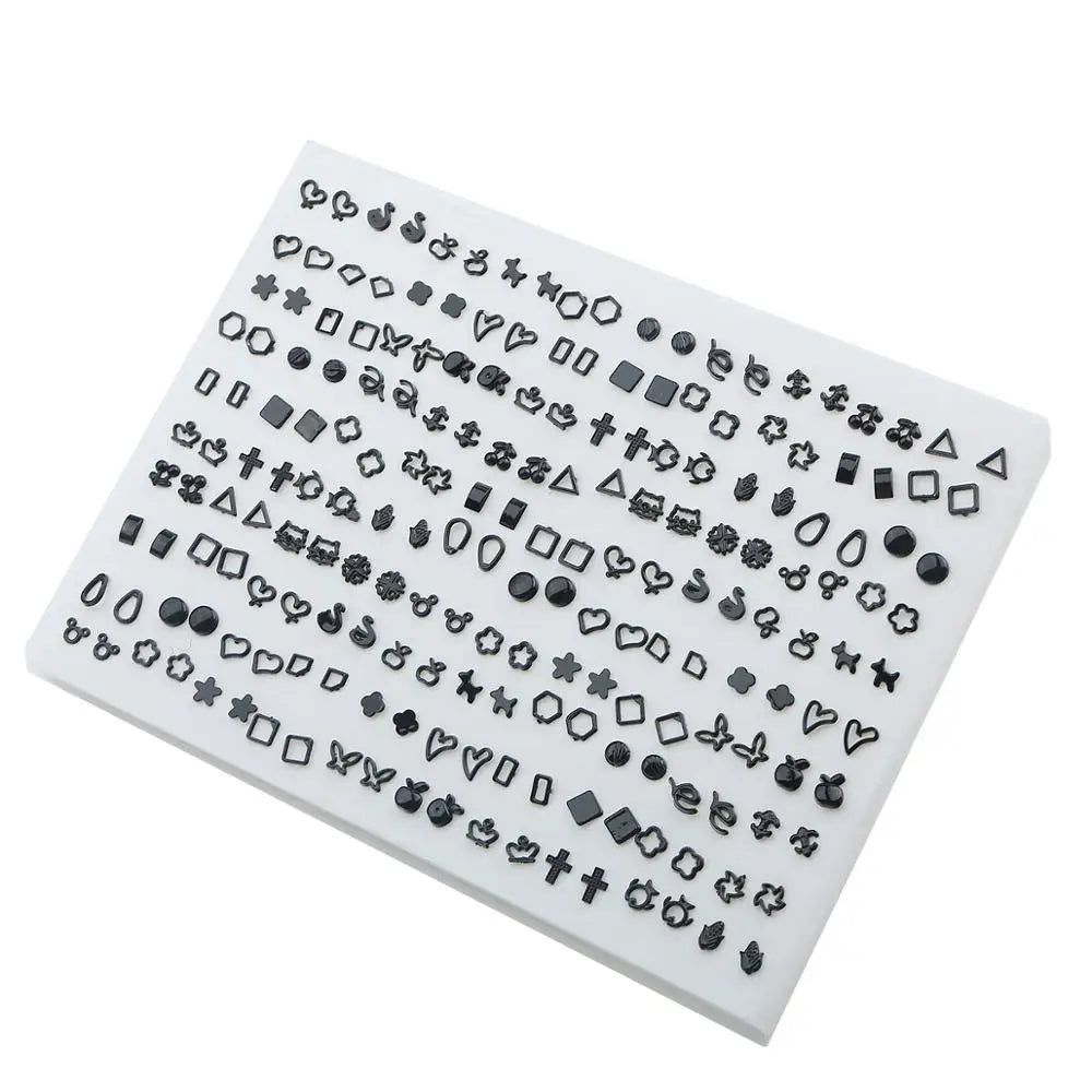 100pairs Acrylic Crystal Heart Star Moon Small Stud Earrings Set for