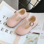 Spring and Autumn Kids T-Strap PU Leather Mary Jane Shoes Non-Slip Buckle Flats for Toddlers Girls and Boys