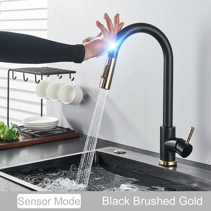 Pull-Out Kitchen Faucet with Touch Control Option and 360° Spout