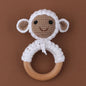 BPA Free Baby Wooden Teether Crochet Rattle Toy for Newborns