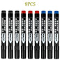 Permanent Paint Marker Pens 3/9-Pack – Waterproof Black Oil-Based, Quick-Drying for Tire, Metal, Glass, Plastic