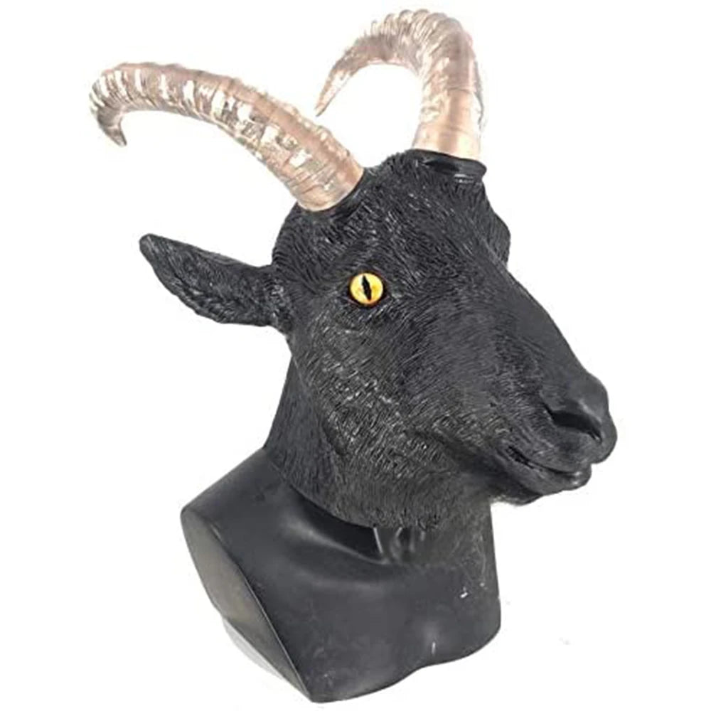 Adult Full-Head Latex Animal Mask, Goat, Sheep or Antelope