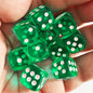 10-Pack 14mm (0.55 in) Transparent Acrylic Dice Rounded Corner Multi-Color Game Dice