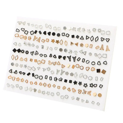 100pairs Acrylic Crystal Heart Star Moon Small Stud Earrings Set for