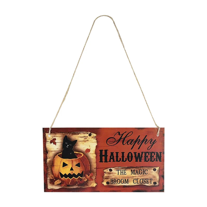 Halloween Wooden Ornament Pendants – Pumpkin, Ghost & Trick or Treat Hanging Signs for Home, Door & Party Decoration – 24 Designs
