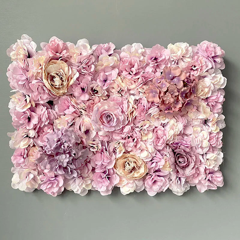 MEIHON Silk Rose Flower Wall Panel - 60x40cm Artificial Backdrop, Connectable, 34 Color Options for Wedding, Home & Events