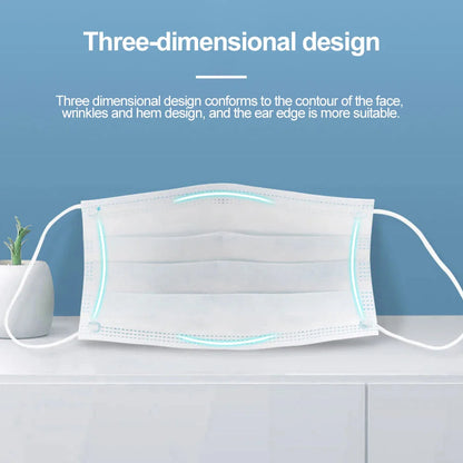 3-Layer Disposable Mouth Mask – Anti-Dust Face Mask with Ear Loops