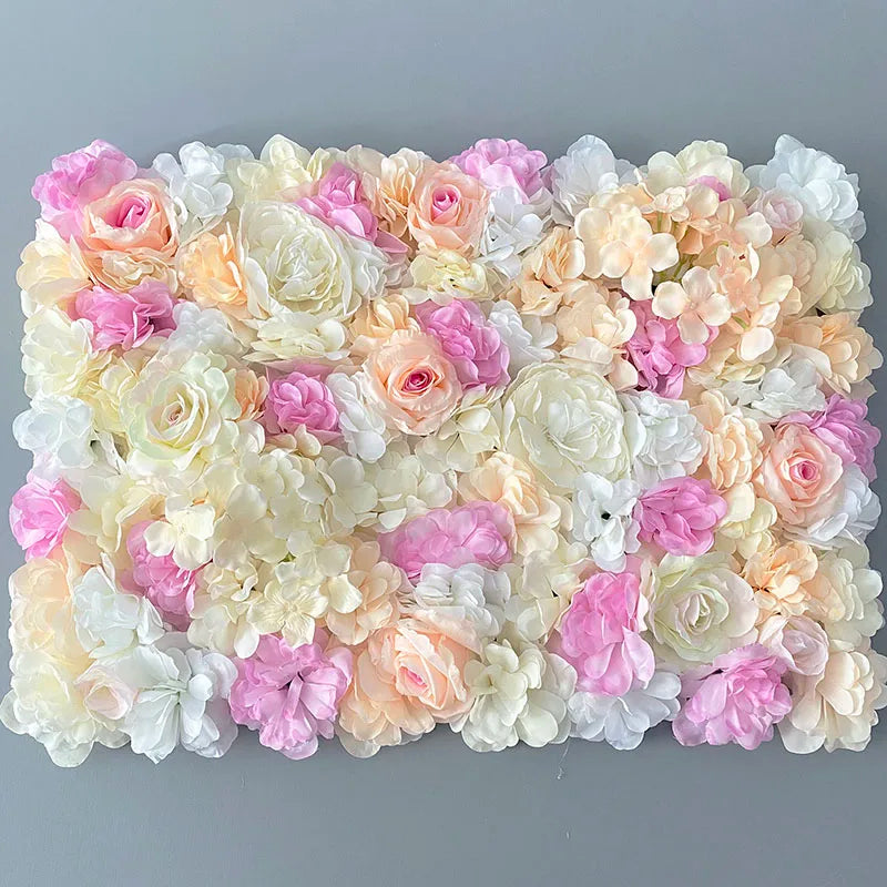 MEIHON Silk Rose Flower Wall Panel - 60x40cm Artificial Backdrop, Connectable, 34 Color Options for Wedding, Home & Events