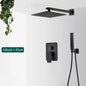 Matte Black Concealed In-Wall Rainfall Shower System with Tub Spout - Wall-Mount Mixer Faucet Set