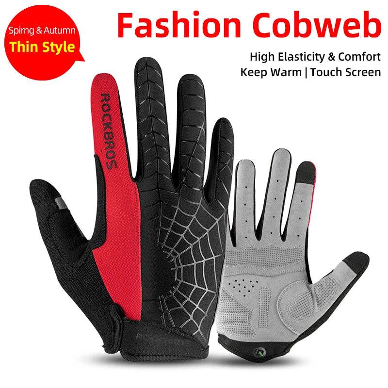 ROCKBROS Winter Cycling Gloves - Thermal Windproof, 6mm SBR Gel Palm, Touchscreen, Reflective, Full Finger, Autumn/Winter - 10 Styles, S to XXL