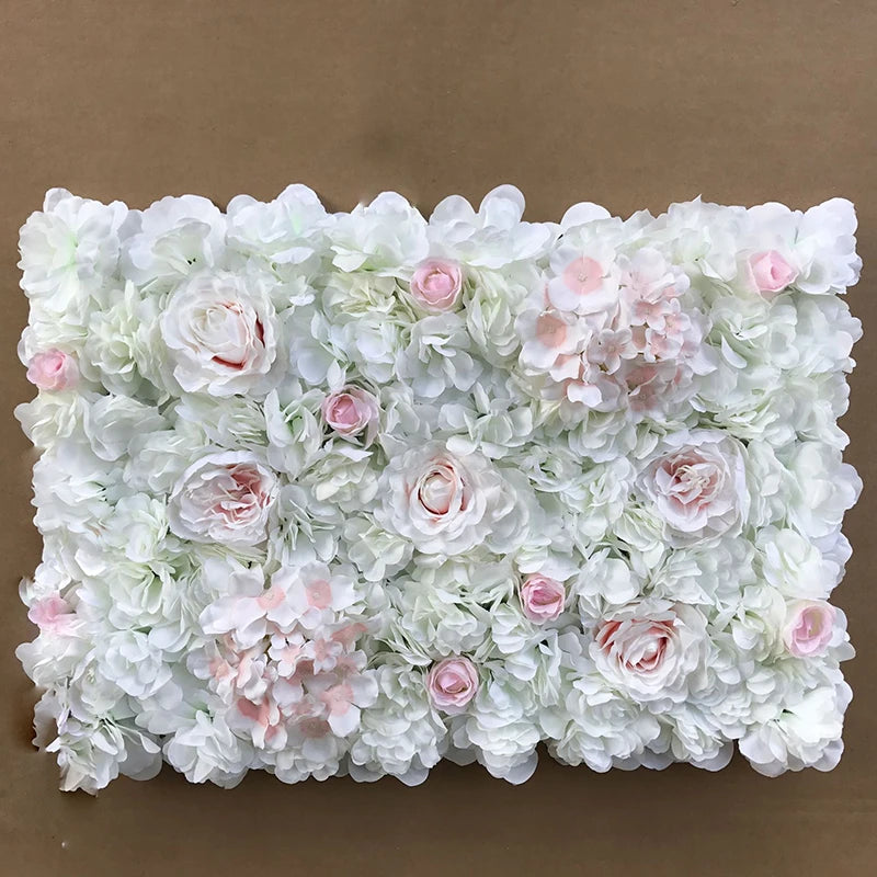 MEIHON Silk Rose Flower Wall Panel - 60x40cm Artificial Backdrop, Connectable, 34 Color Options for Wedding, Home & Events
