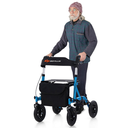 Height Adjustable Rollator Walker Foldable Rolling Walker with Seat for Seniors