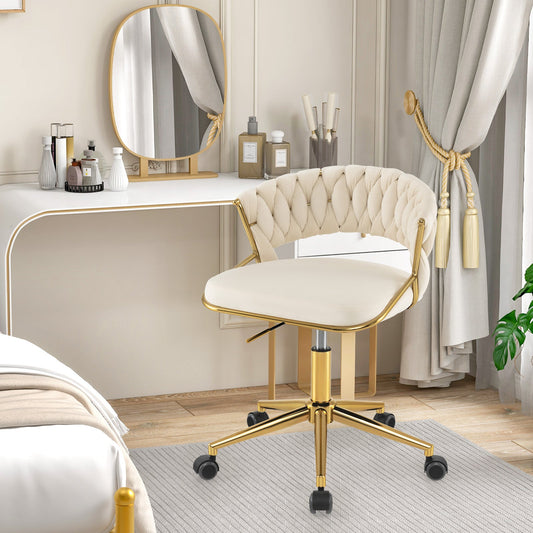 360¬∞ Height Adjustable Swivel Upholstered Desk Computer Chair with Hand-woven Back