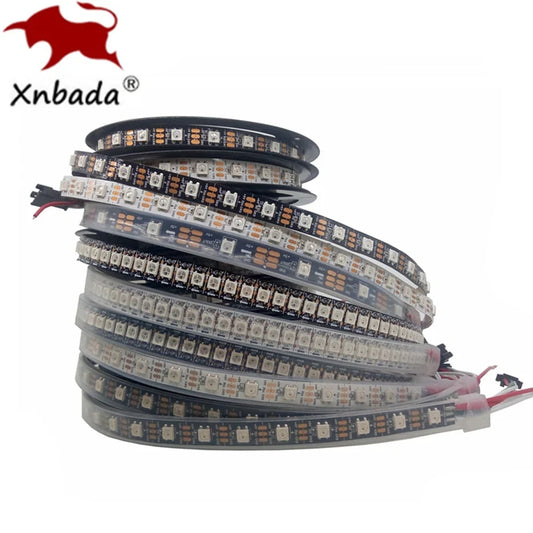 WS2812B 5V Individually Addressable 5050 RGB LED Strip – Smart Pixel LED Tape, IP30/IP65/IP67 Waterproof, Black/White PCB