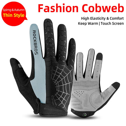 ROCKBROS Winter Cycling Gloves - Thermal Windproof, 6mm SBR Gel Palm, Touchscreen, Reflective, Full Finger, Autumn/Winter - 10 Styles, S to XXL