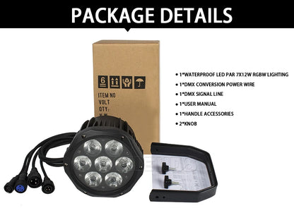 SHEHDS 7x18W RGBWA+UV LED PAR Stage Light, DMX, IP65