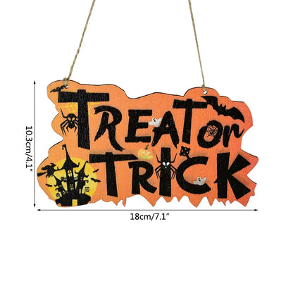 Halloween Wooden Ornament Pendants – Pumpkin, Ghost & Trick or Treat Hanging Signs for Home, Door & Party Decoration – 24 Designs
