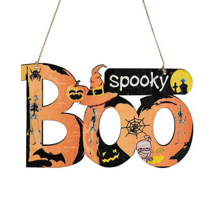 Halloween Wooden Ornament Pendants – Pumpkin, Ghost & Trick or Treat Hanging Signs for Home, Door & Party Decoration – 24 Designs
