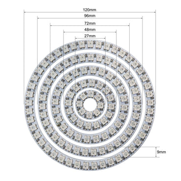 WS2812B RGB LED Pixel Ring - Individually Addressable 8/16/24/35/45-LED DC 5V