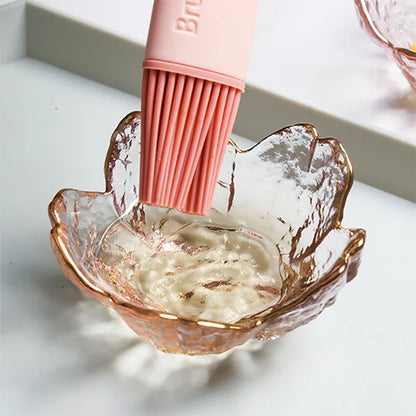 1-3Pcs Japanese Style Small Glass Plate With Golden Border Mini Seasoning Dessert Cute Style Sakura Bowl For Ice Cream Sala