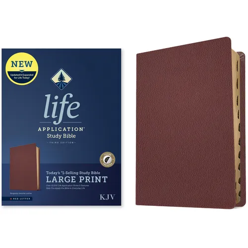 KJV Life Application Study Bible, Third Edition, Large Print (Genuine Leather, Burgundy, Indexed, Red Letter) - Leather