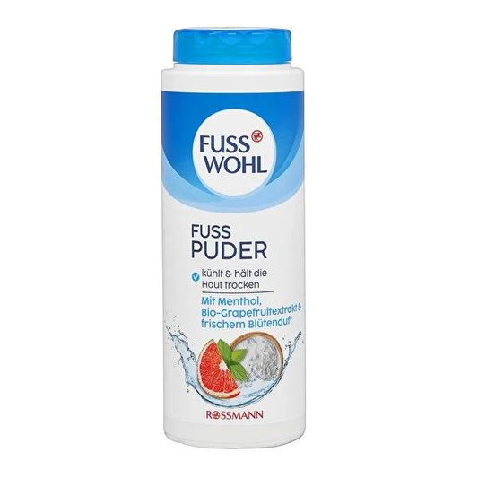Fusswohl Vegan Foot Powder with Menthol & Grapefruit - Refreshing, Anti-Sweat, Natural Foot Care for Sweaty Feet