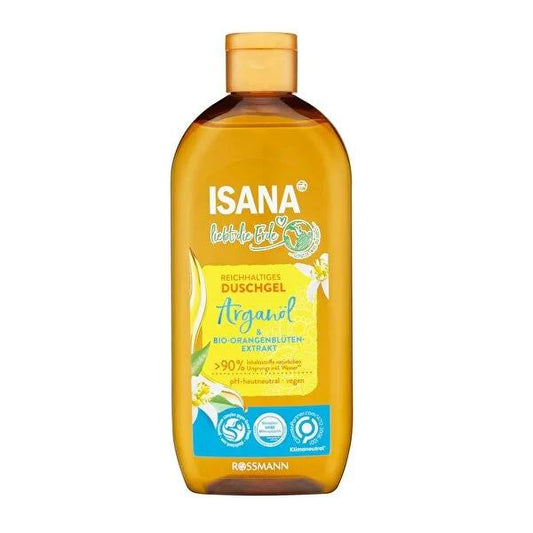 Isana Natural Argan Oil Enriched Shower Gel - Vegan, Sulfate-Free, Dermatologically Tested - 8.45 fl oz